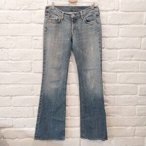 Vintage 7 For All Mankind Jeans Womens 28 Bootcut Faded Whiskers Made in USA